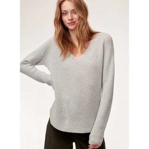 Aritzia Wilfred Free Wolter Sweater Heather Birch Light Gray Merino Wool Large